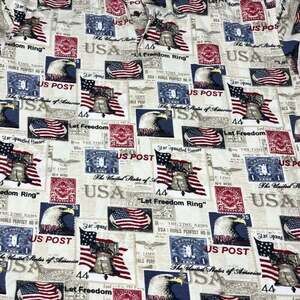 American Summer Patriotic Postage Stamp Polo Shirt XL
